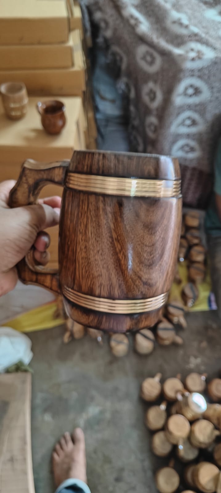 Ancient Rustic Wooden Beer Mug